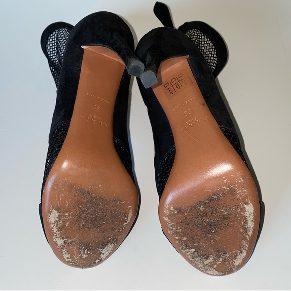 Alaia suede and mesh peep toe heels - Picture 9 of 10